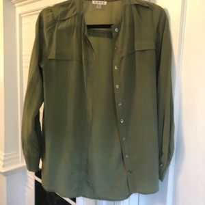 COPE satin olive button down top